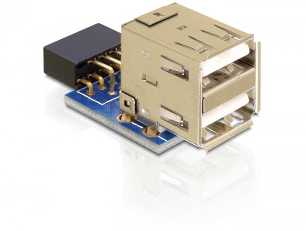 EAN 4043619418251 - DeLOCK 1 x 9-pin 2.54 mm/2 x USB 2.0-A Negro, Azul, Plata imagen 1