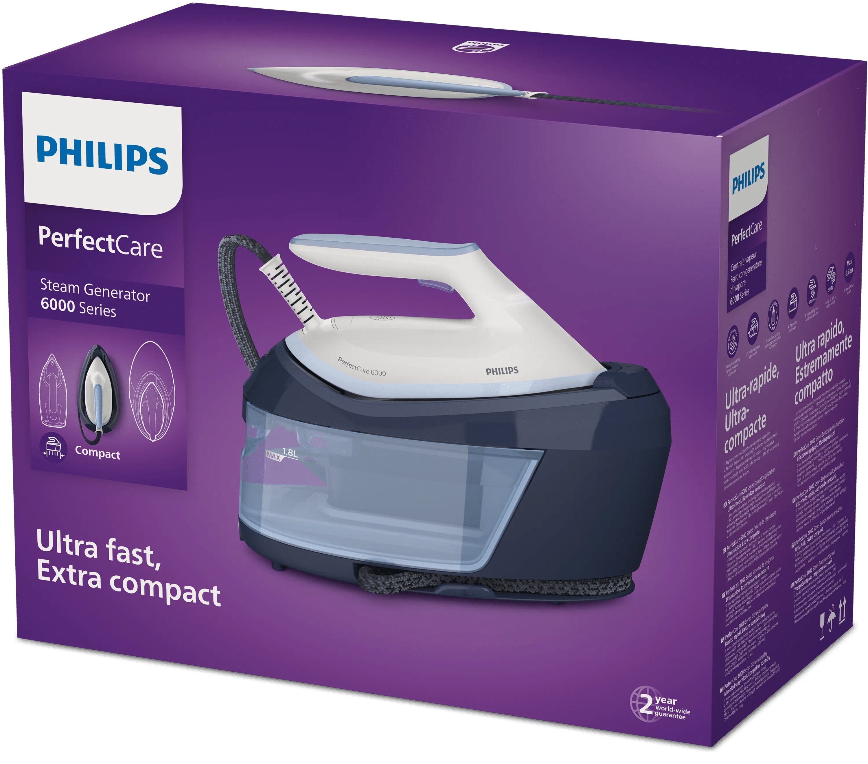EAN 8720389015311 - Philips 6000 series PSG6026/20 estación plancha al vapor 2400 W 1,8 L Suela SteamGlide Plus Gris imagen 5