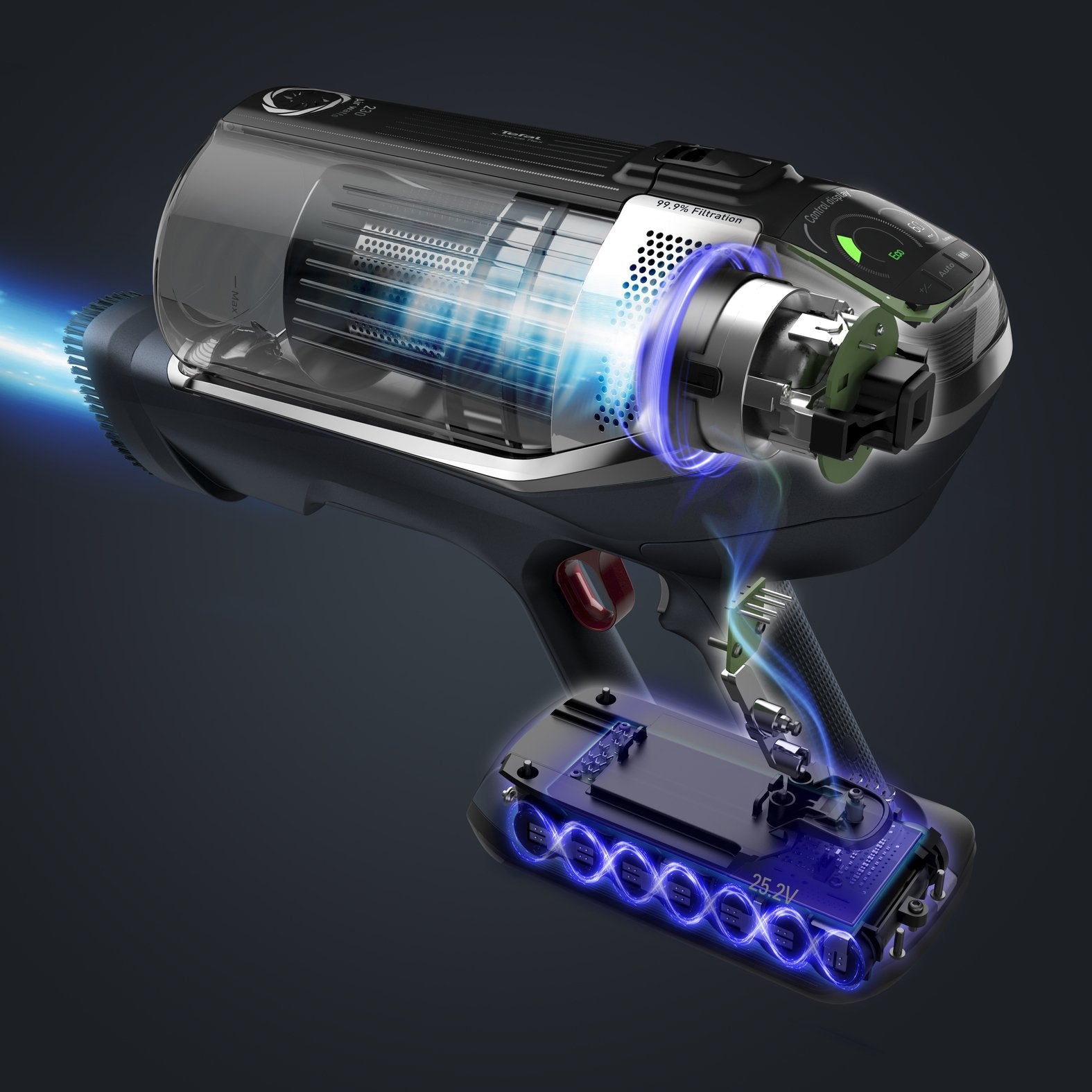 Aspiradora Tefal Ty99f1 X-Force Flex, Mango 2 En 1, Autonomía 80 Min, Negra