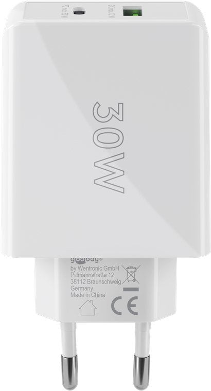 Goobay 61674 Cargador Rápido Dual Usb-C Pd (30 W), Blanco
