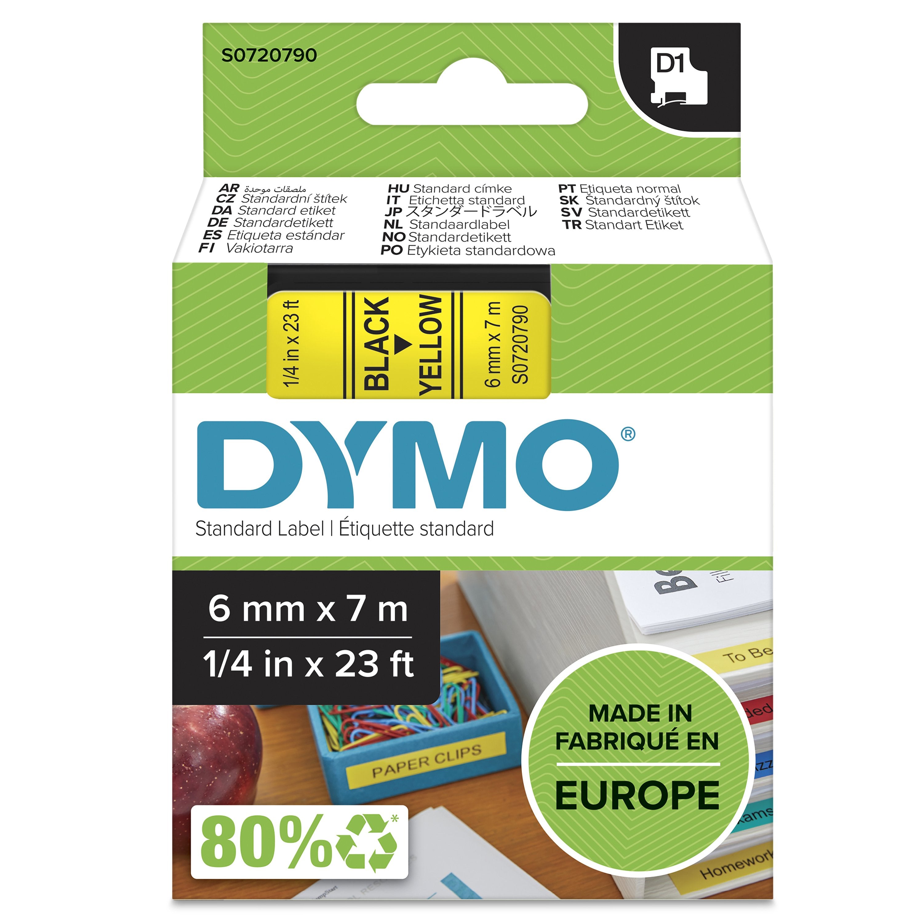 EAN 5411313436182 - DYMO D1 Standard - Black on Yellow - 6mm cinta para impresora de etiquetas Negro sobre amarillo imagen 2