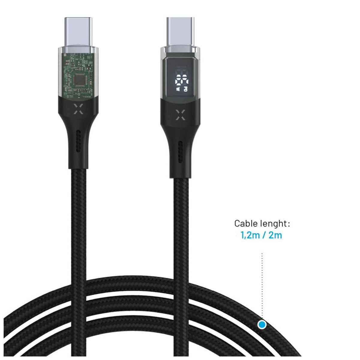 Cable Fixed Usb-C Usb-C With Display, Pd Support, 1.2m, Usb 2.0, 100w, Black
