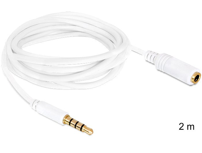 Delock Cable Jack 3.5mm 2m M/H Alargo Blanco