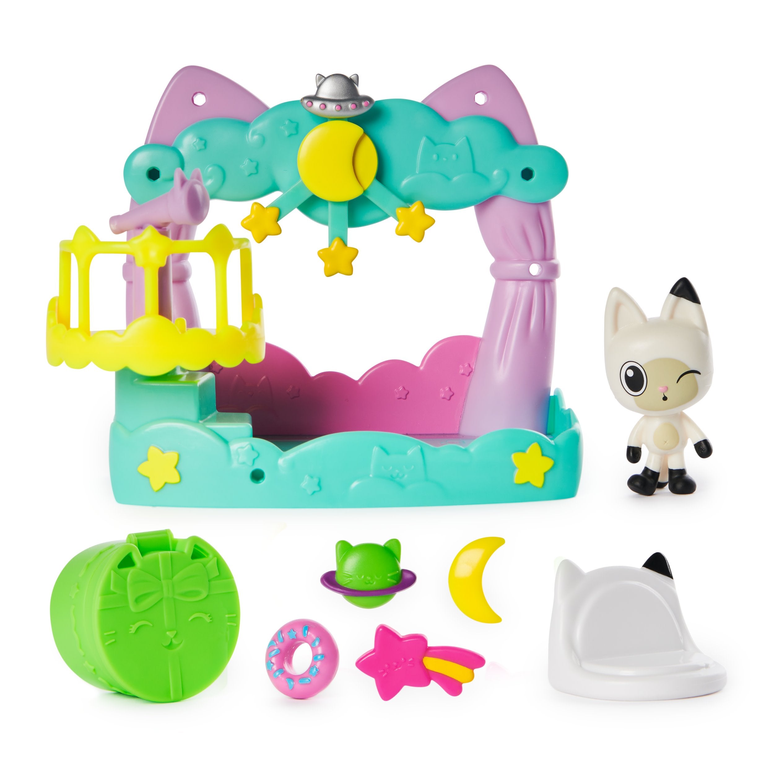 Casa De Muñecas De Spin Master Gabby: Juego Con Balcón, Figura De Juguete Pandy Paws Starry Sky 6071360