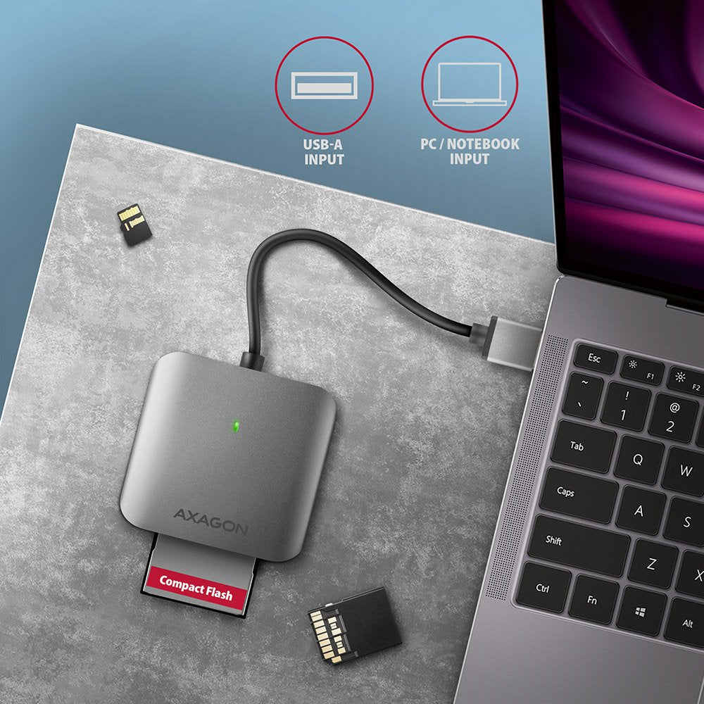 EAN 8595247906625 - Axagon CRE-S3 External card reader USB-A 3.2 Gen 1 3-slot & lun SD/microSD/CF lector de tarjeta USB 3.2 G imagen 5