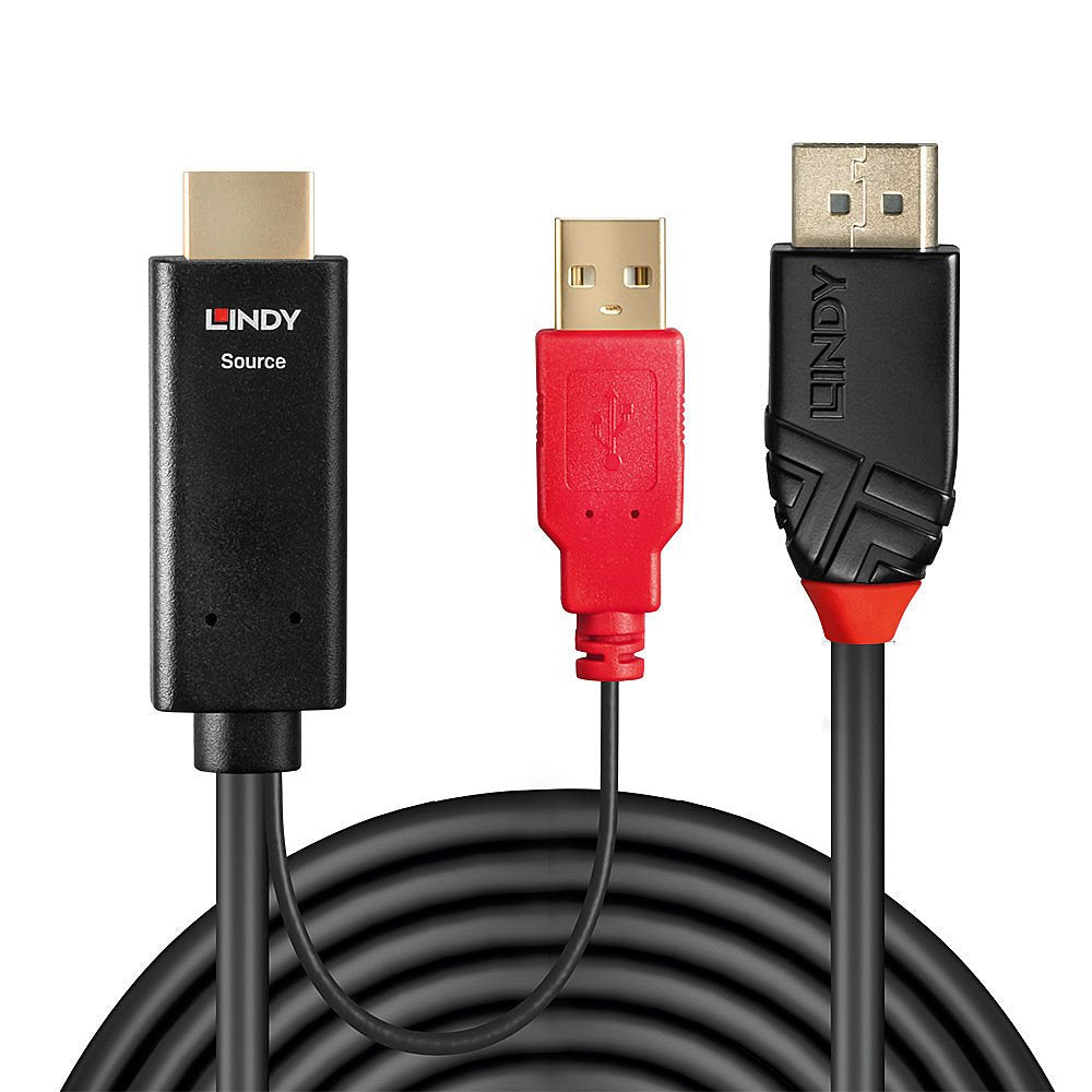 Lindy 41425 Adaptador De Cable De Vídeo 1 M Displayport Hdmi + Usb Negro