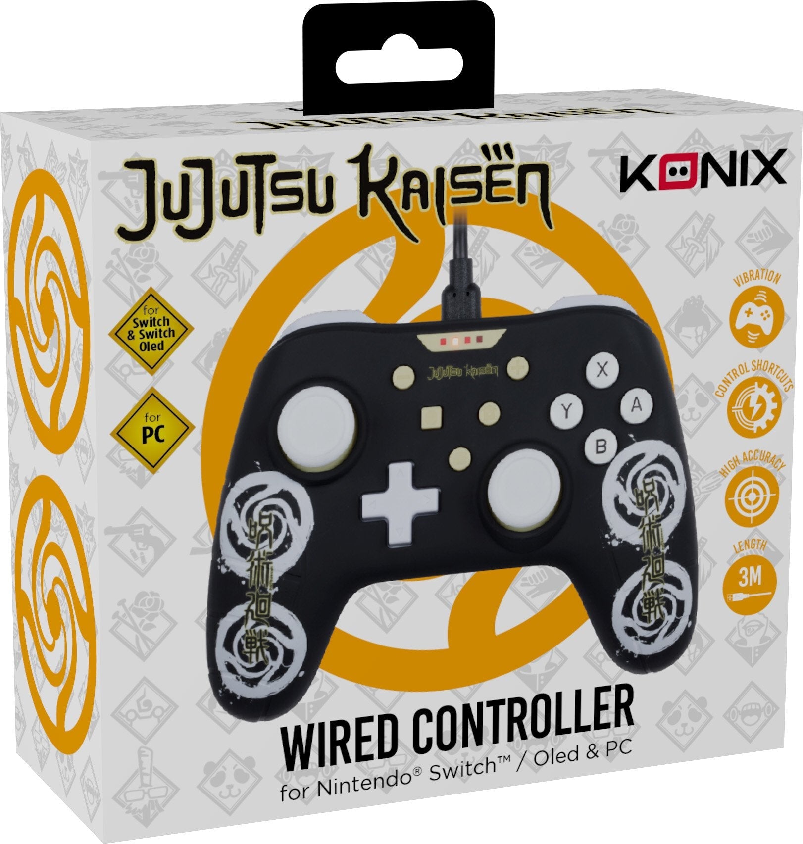 Gamepad Konix Switch Jujutsu Kaisen Cable 3m Compatible Con Pc Color Negro Kx-Juju-Sw-Pad-Bla