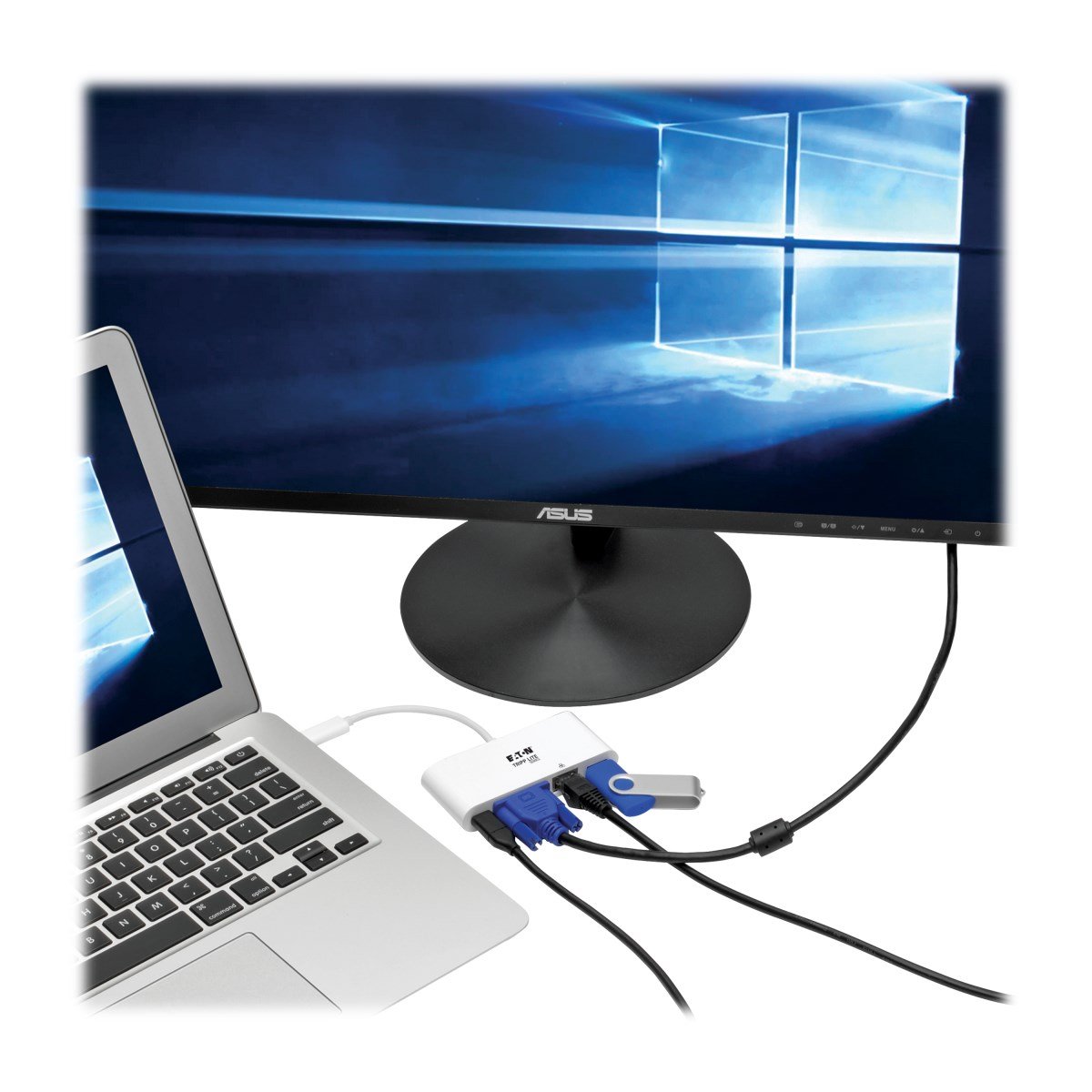 Eaton Tripp Lite Usb-C Multiport Adapter Vga Usb-A Port Gbe And Pd Charging White