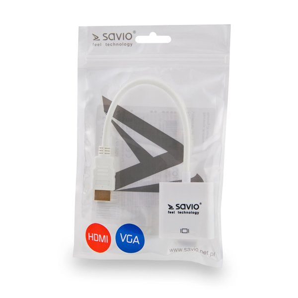 EAN 5901986040040 - Savio CL-27 adaptador de cable de vídeo 0,2 m VGA (D-Sub) HDMI tipo A (Estándar) Blanco imagen 2