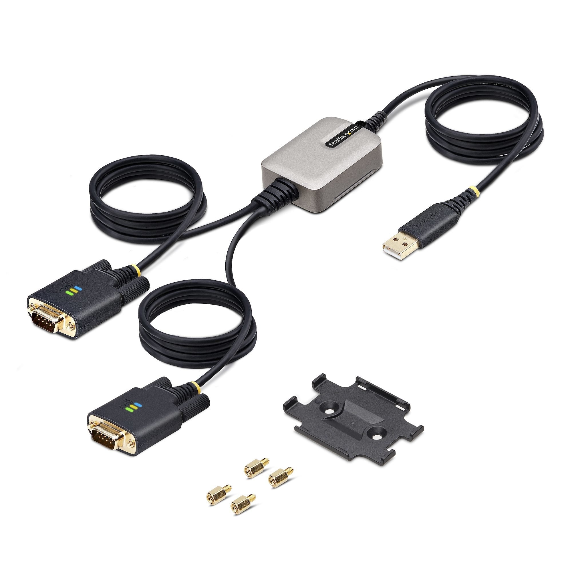 Startech.Com 2p6ffc-Usb-Serial Cambiador De Género Para Cable Usb-A 2 X Db-9 Rs-232 Negro, Gris
