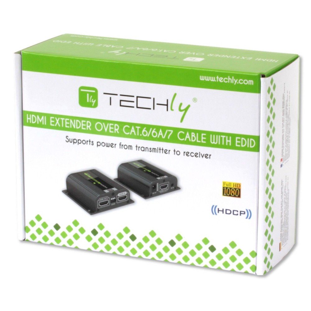 Techly 100709 Extensor Hdmi Por Cable Cat6 / 6a / 7 Hasta 40m 1080p Poe Edid Ir