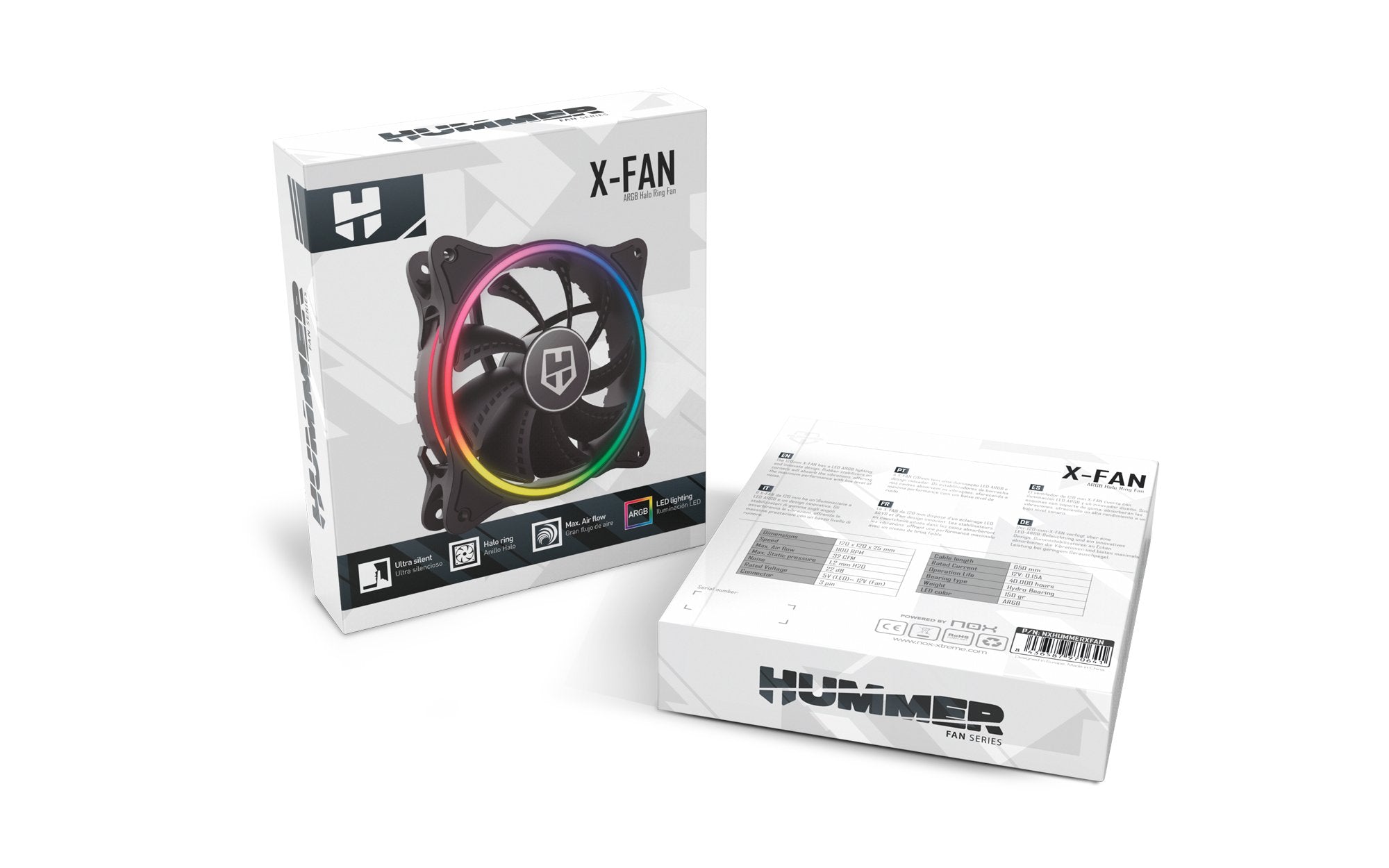 Ventilador Caja Nox Hummer X-Fan Argb Halo Ring Fan