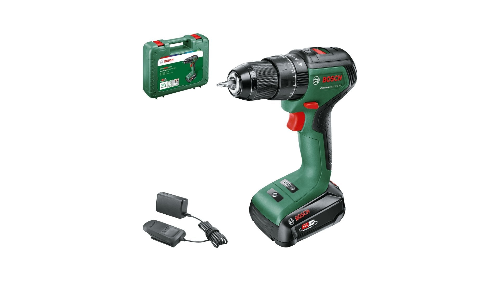 Taladro De Impacto Inalámbrico Bosch Universalimpact 18v-60 (Verde/Negro, Batería Li-Ion 2.0ah, Estuche, Power For All Alliance)