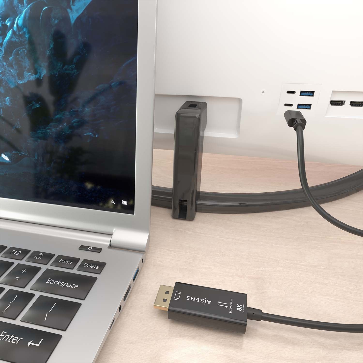 Aisens Cable Conversor Bidireccional Usb-C A Displayport 8k@60hz, Usb-C/M-Dp/M, Negro, 1.8m