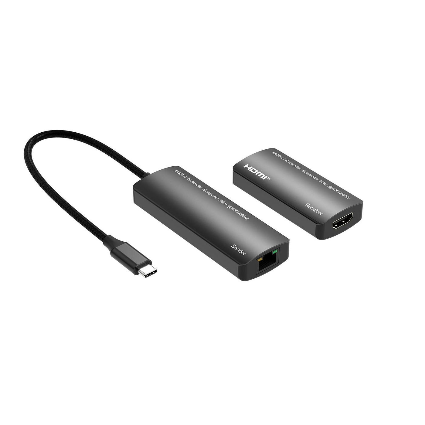 Usb-C To Hdmi Extender Via Ethernet, 30m Distance At