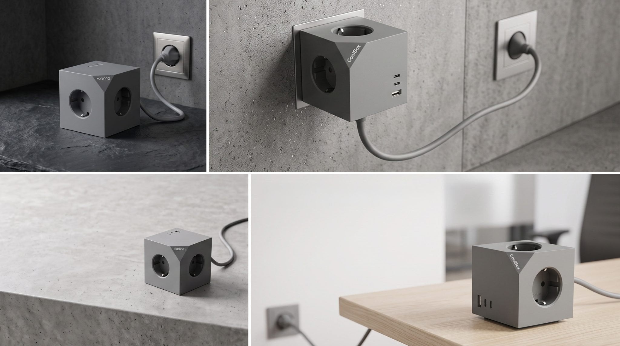 Base 3 Enchufes Cubo Magnetica Con Carga Usb Y Cable Ac Integrado