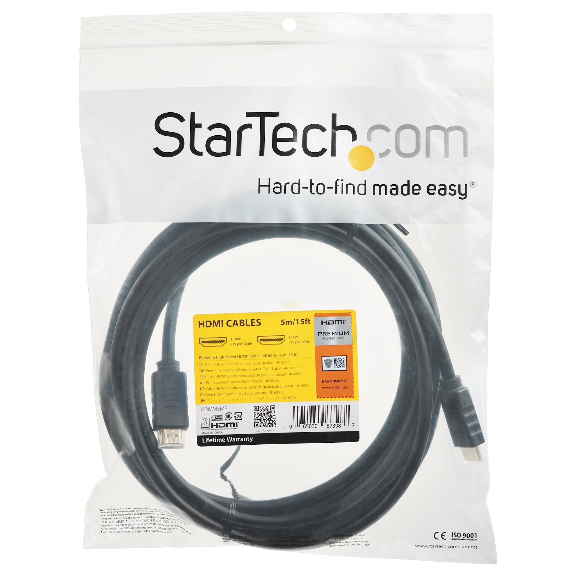 EAN 0065030873987 - StarTech.com HDMM5MP cable HDMI HDMI tipo A (Estándar) Negro imagen 3