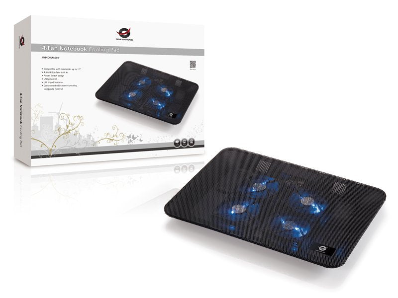 Conceptronic Base De Refrigeracion Para Portatiles 4 Ventiladores 80mm Hasta 17\1