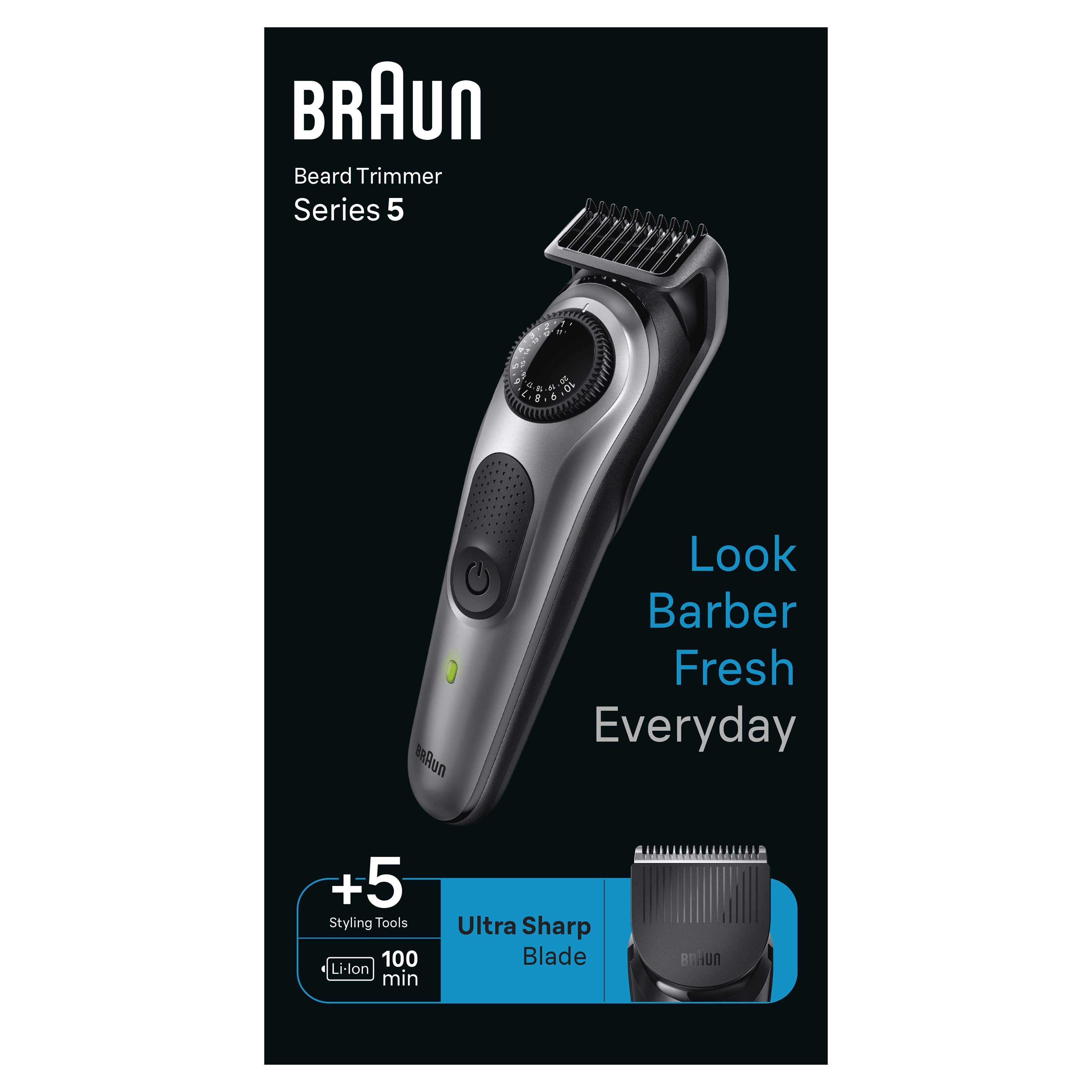 EAN 4210201448112 - Braun BeardTrimmer 5 80708228 depiladora para la barba Batería 40 2 cm Negro, Gris imagen 2