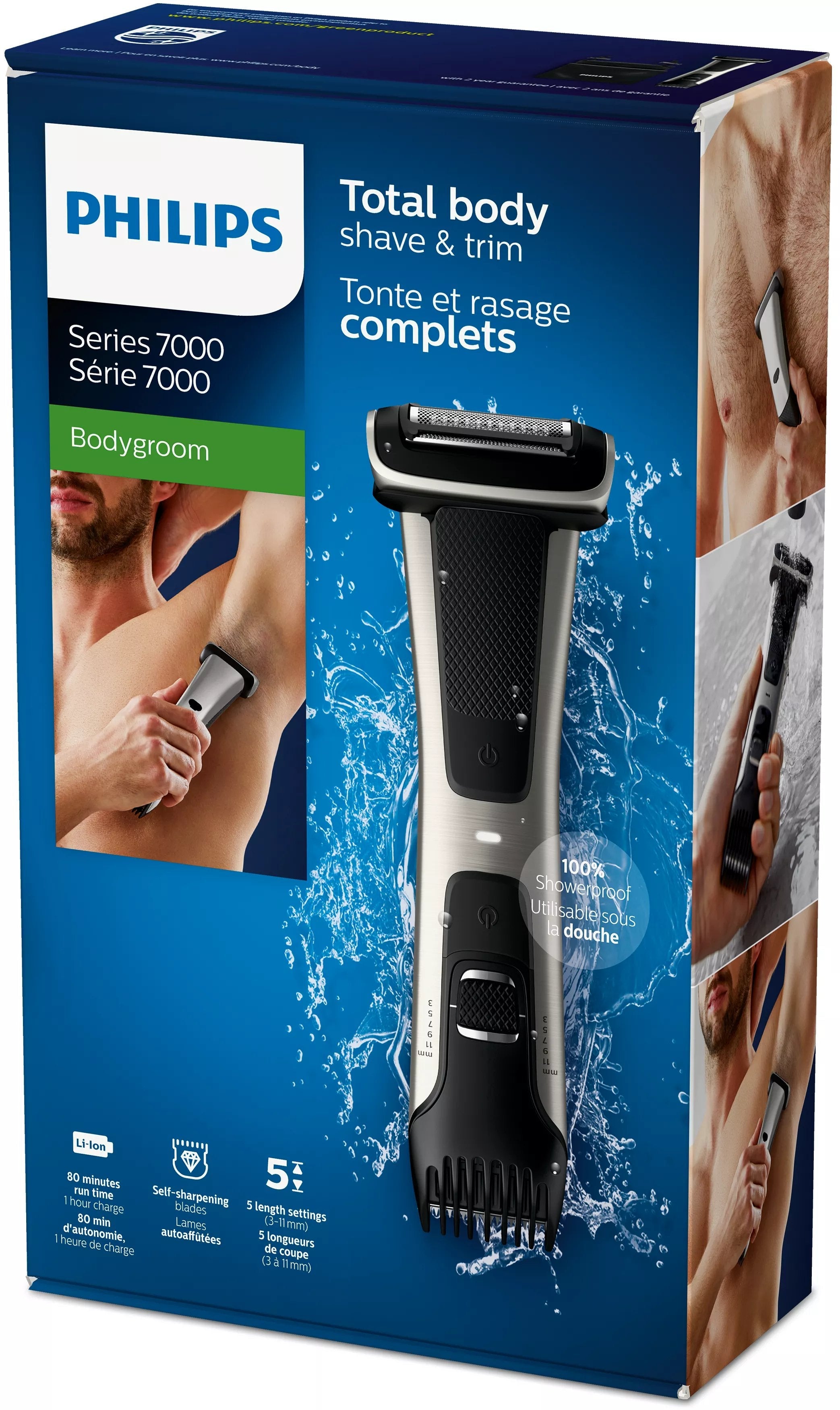 Shaver For Body Philips Bodygroom Bg7025/15 (Black Color)