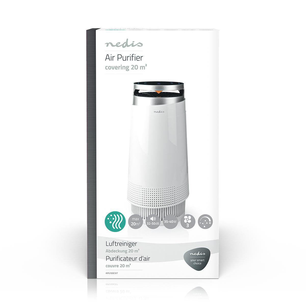 EAN 5412810319565 - Nedis AIPU100CWT purificador de aire 20 m² 50 dB 35 W Negro, Blanco imagen 5