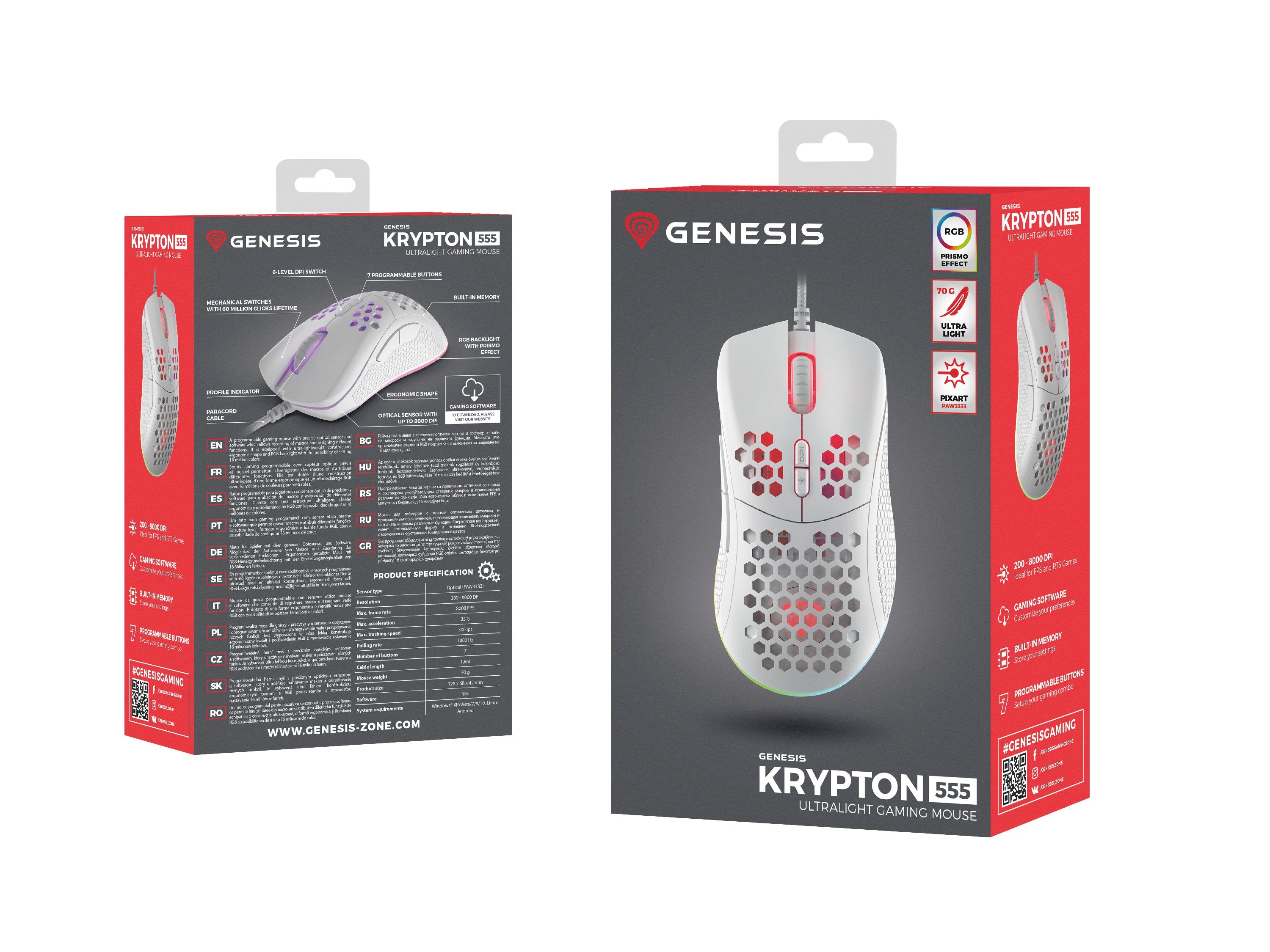 EAN 5901969432237 - GENESIS Krypton 555 ratón Juego mano derecha USB tipo A Óptico 8000 DPI imagen 11