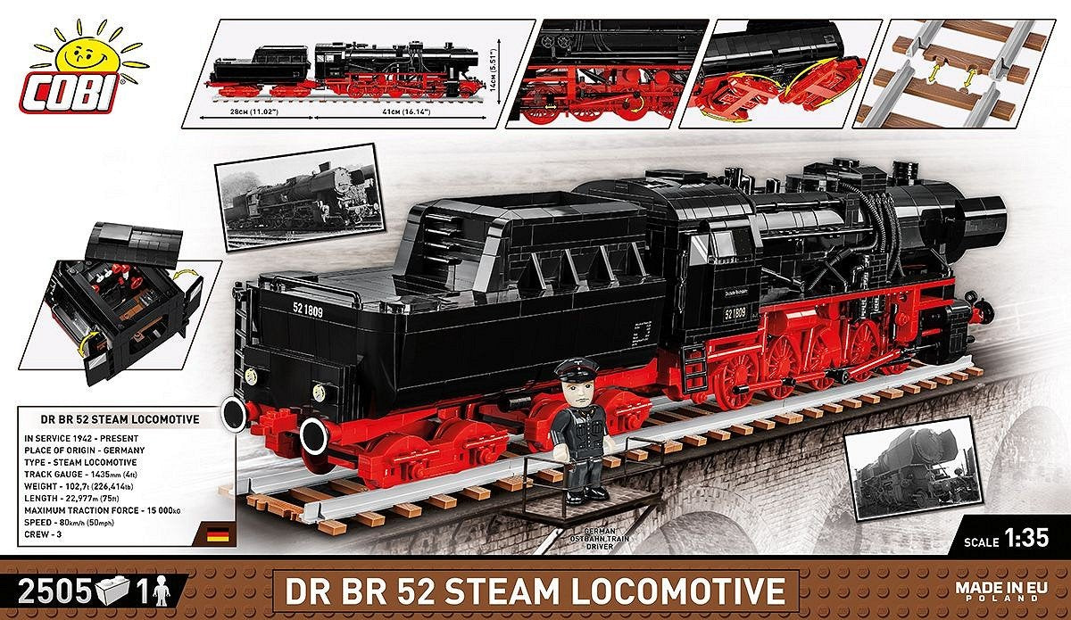 Locomotora De Vapor Cobi Dr Br Clase 52, Juguete De Construcción Escala 1:35