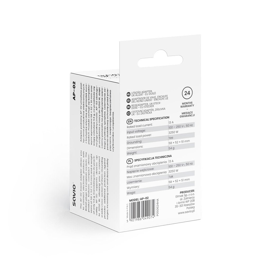 EAN 5901986049074 - Savio AP-02 adaptador e inversor de corriente Universal 3250 W Blanco imagen 5