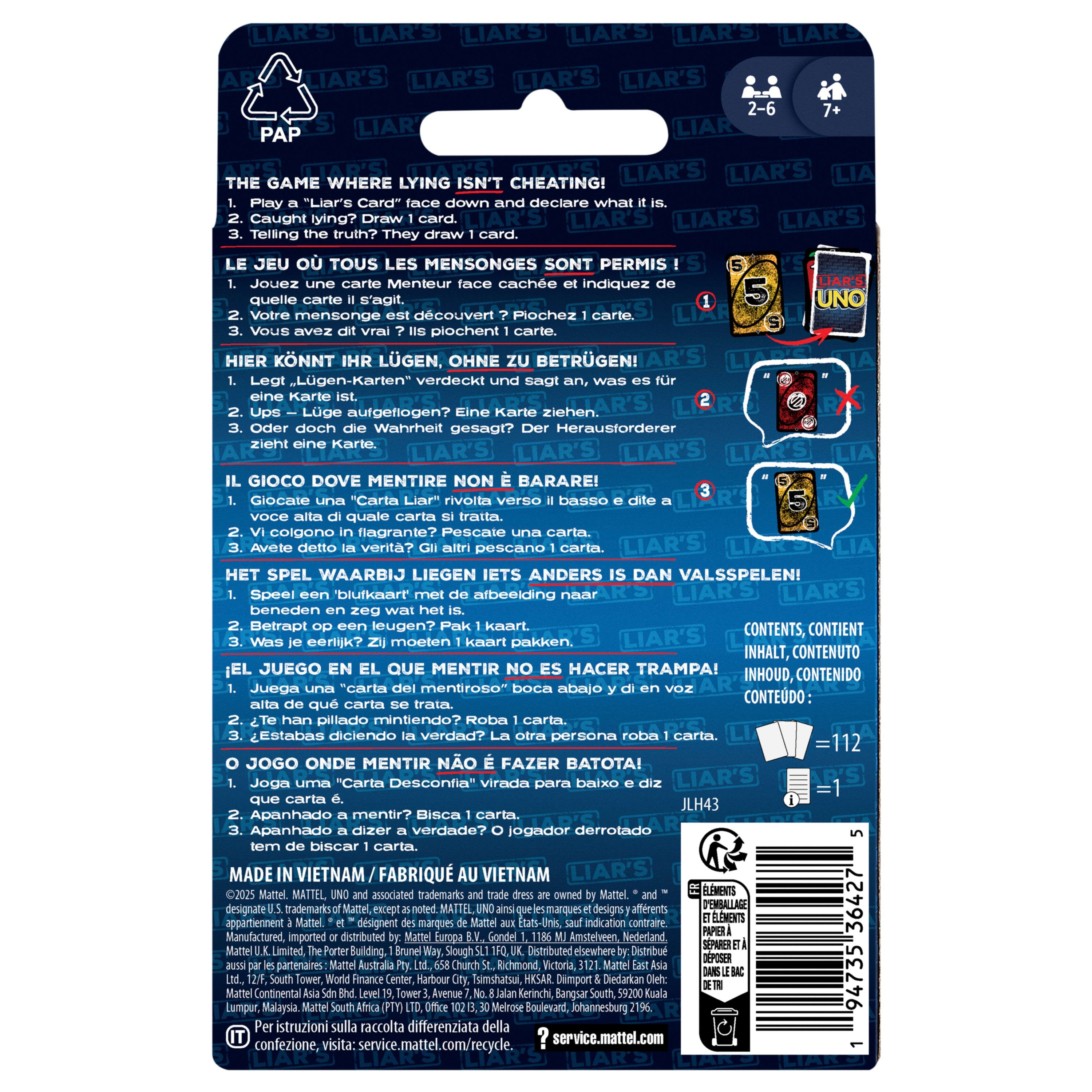 EAN 0194735364275 - Mattel Games JLH43 juego de tablero Liar's UNO Perder las cartas imagen 7