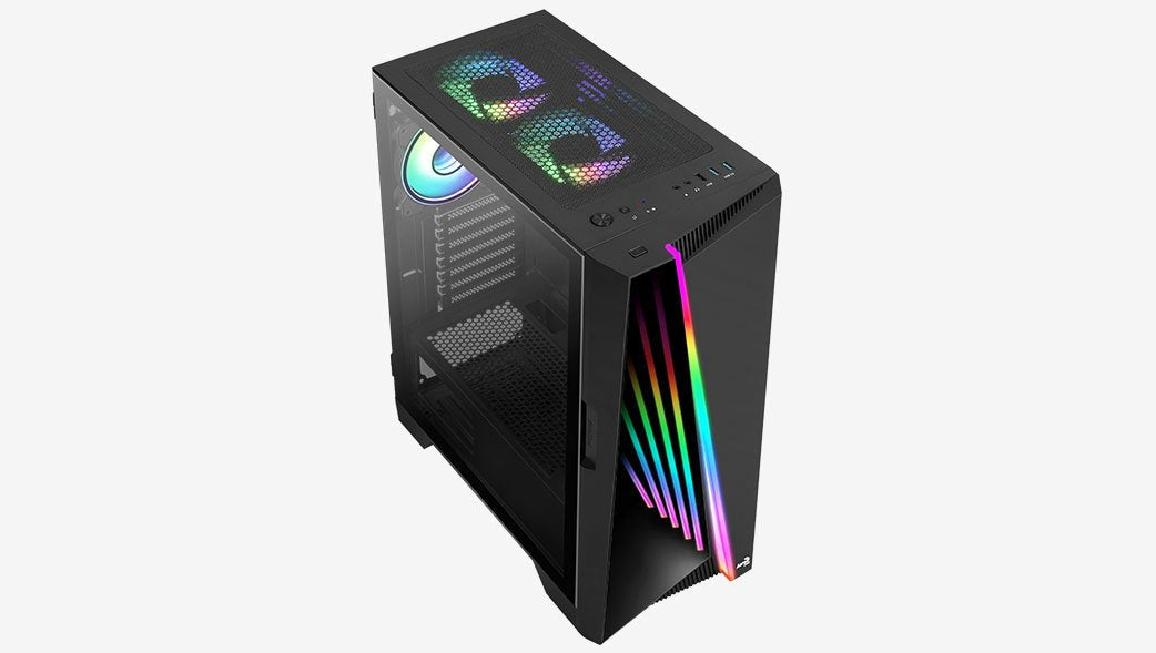 Caja Semitorre Atx Aerocool Mirage V2 Rgb Con Panel De Cristal (Negro)