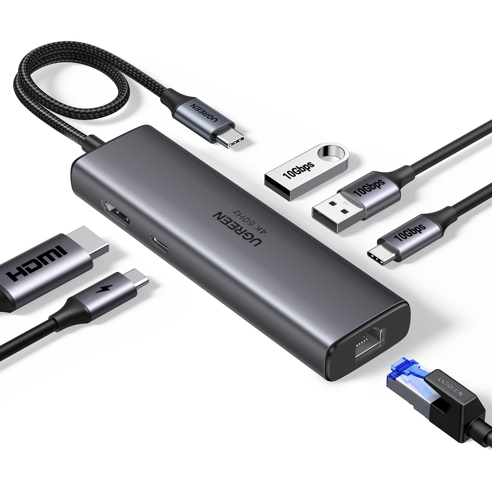 EAN 6941876240005 - Ugreen REVODOK 6-IN-1 4K@60HZ HDMI ETH DOCK Acoplamiento Base Gris imagen 1