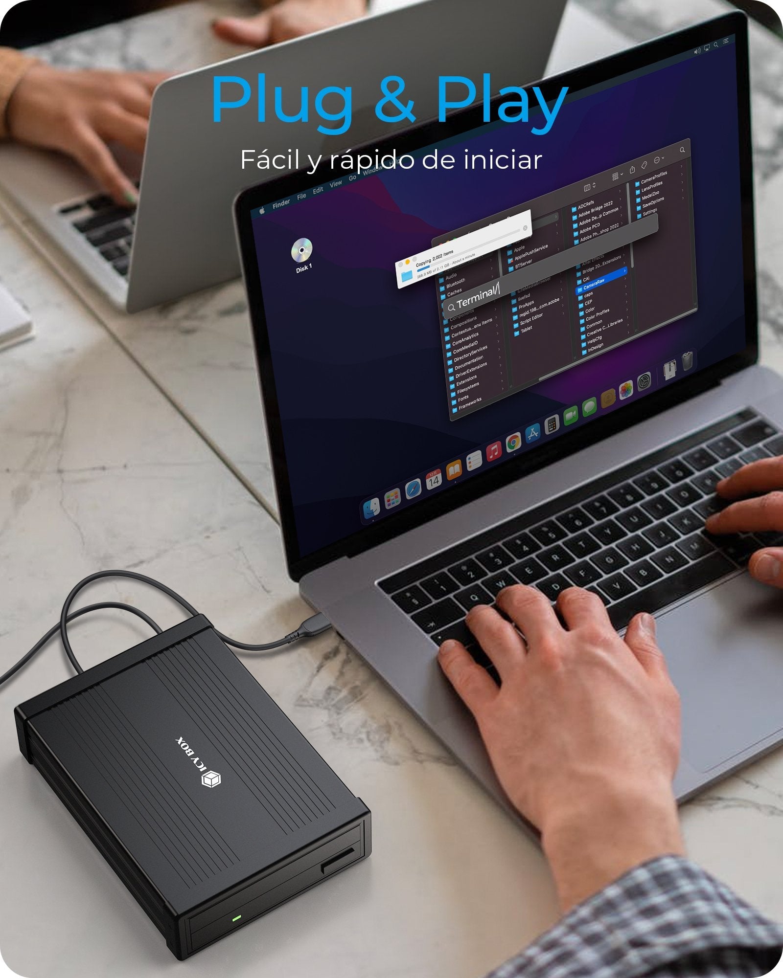 Caja Externa Icy Box 5,25'' Sata Ib-525-U3,Usb3.2 Type-C/A, Negro