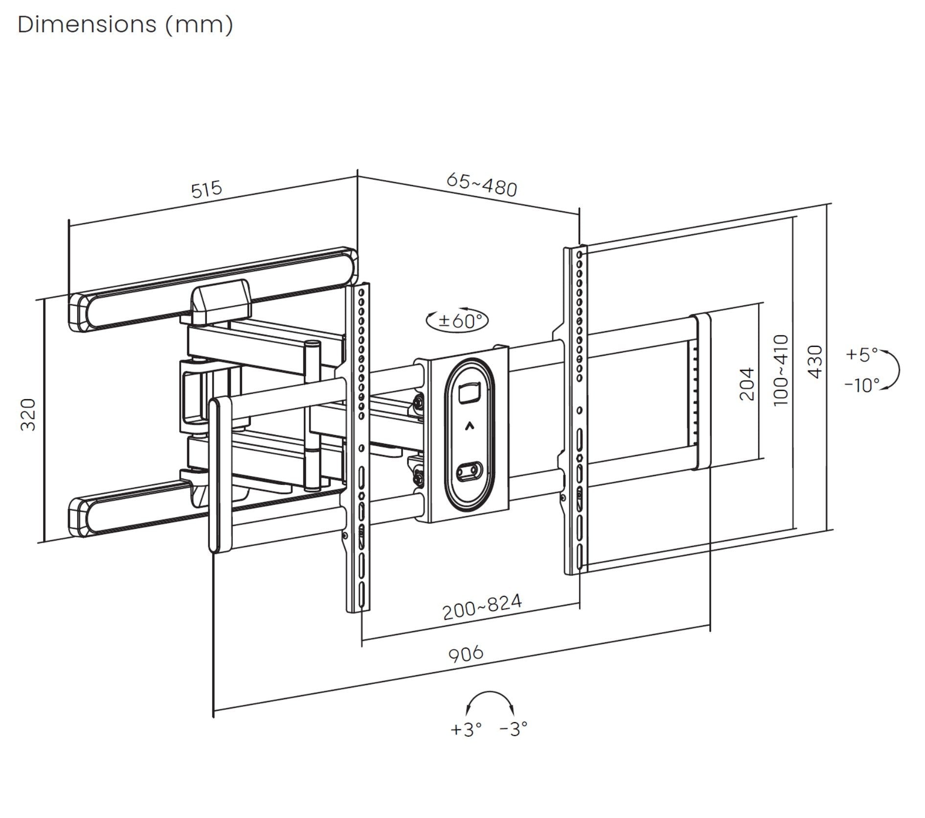 Soporte Equip De Tv De Movimiento Completo De 43"-100