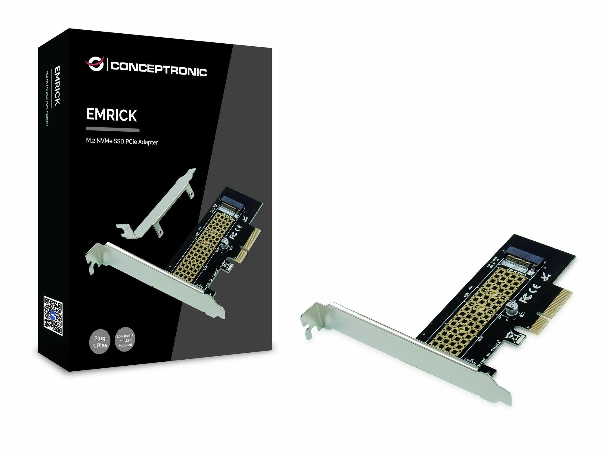 Conceptronic Pci Express Card 4 M.2 Nvme Ssd Emrick Schwarz