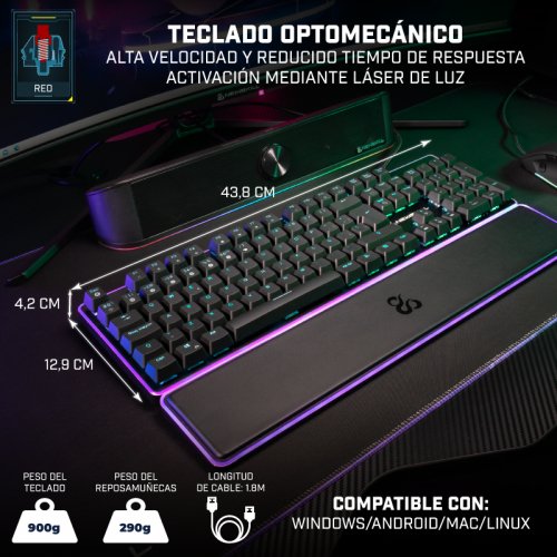Teclado Español Gaming Newskill Gungnyr Ns-Kb-Gungnyr-Gat-Red