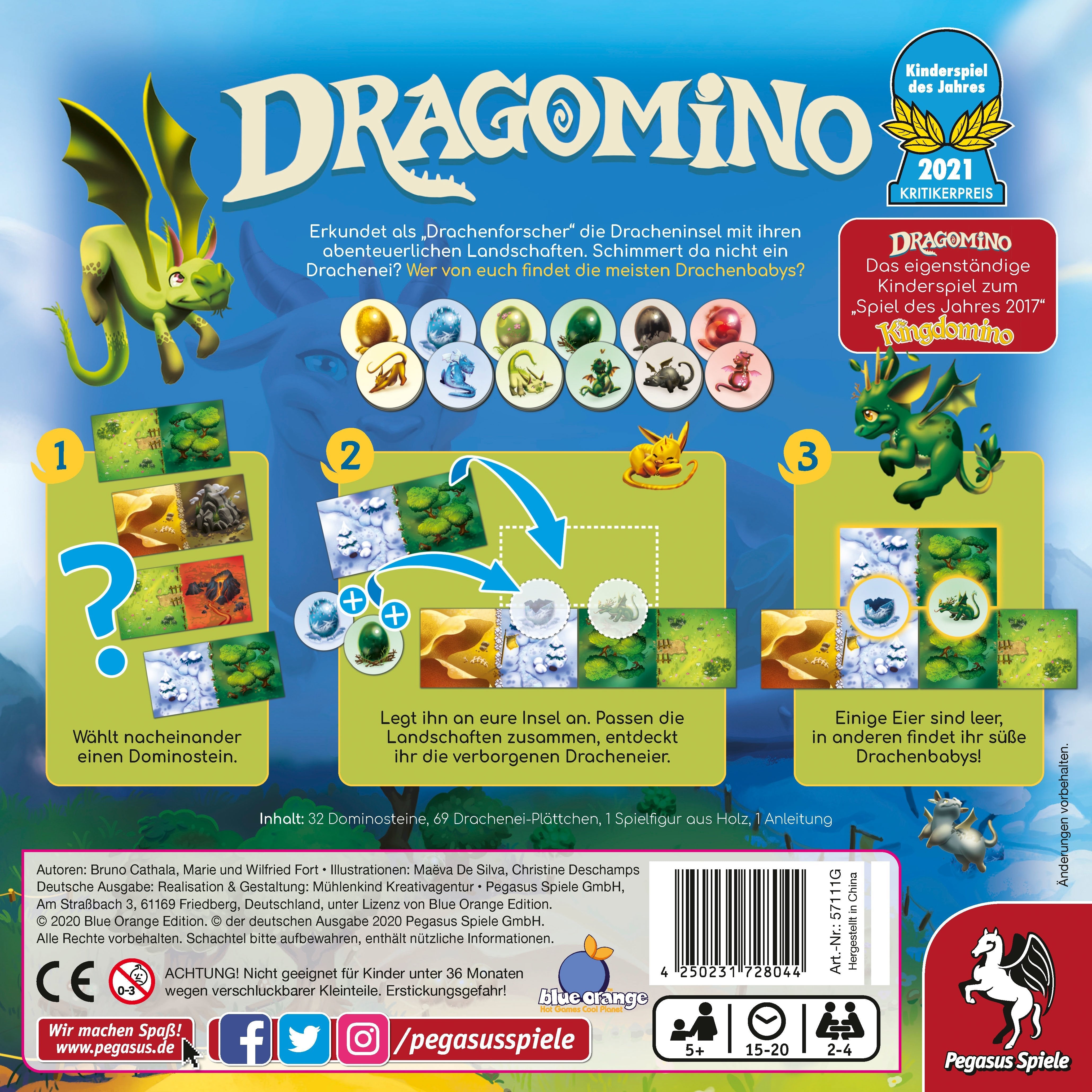 Pegasus Dragomino, Game Children'S Game De 2021 57111g