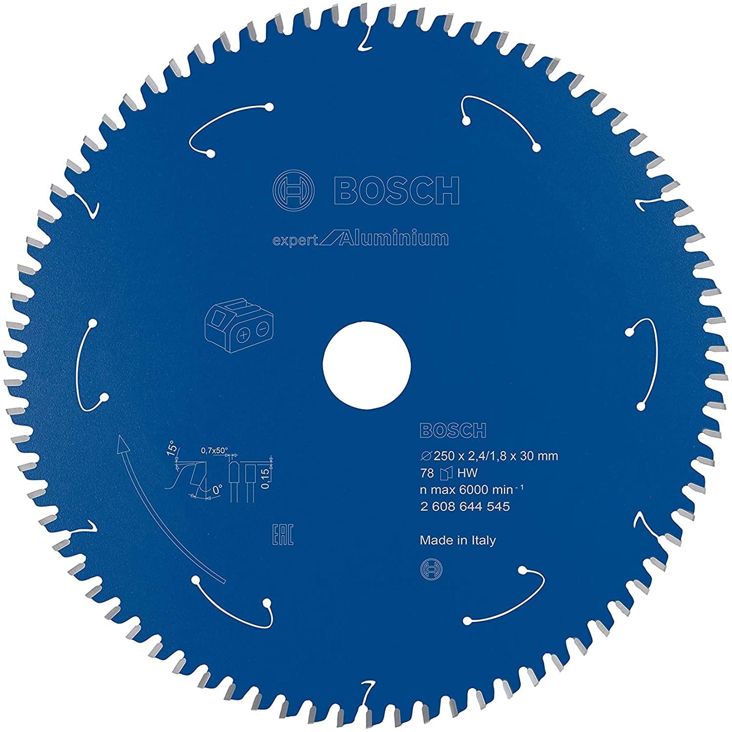 Hoja De Sierra Circular Bosch Professional Expert Para Aluminio, Ø 250 Mm, Diámetro 78z 30 Mm, Para Tronzadoras A Batería 2608644545