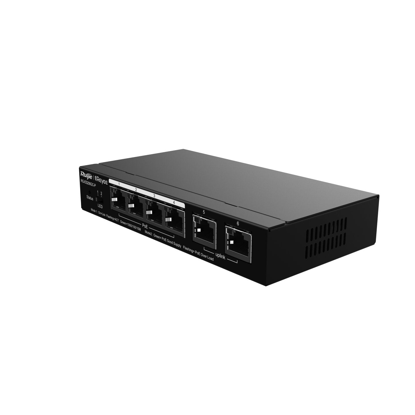 Reyee 6-Port Gigabit Smart Poe Switch, 4 Poe/Poe+ Ports With 2 Gigabit Rj45 Uplink Ports, 54w Poe P