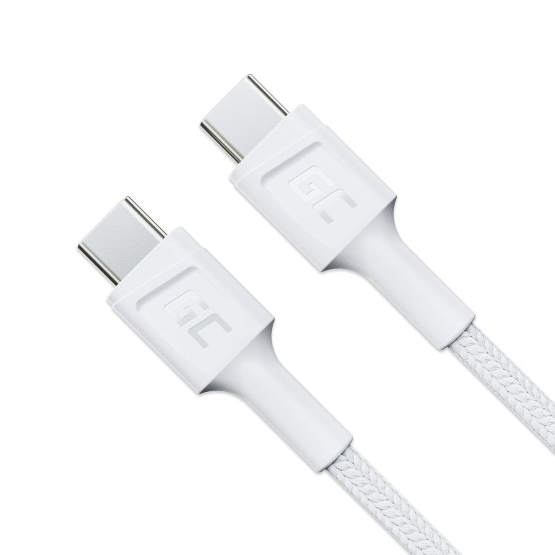Cable White Usb-C Type C 30cm Green Cell Powerstream With Fast Charging Power Delivery 60w, Ultra Charge, Quick Charge 3.0