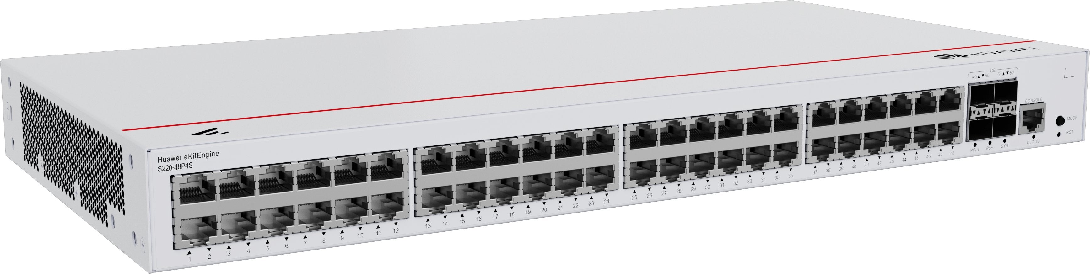 Huawei Switch S220-48p4s (48*Ge Ports(380w Poe+), 4*Ge Sfp Ports, Built-In Ac Power)