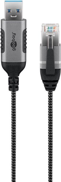 EAN 4040849743948 - Goobay 74394 cambiador de género para cable USB 3.0 type A RJ45 Negro, Plata imagen 1