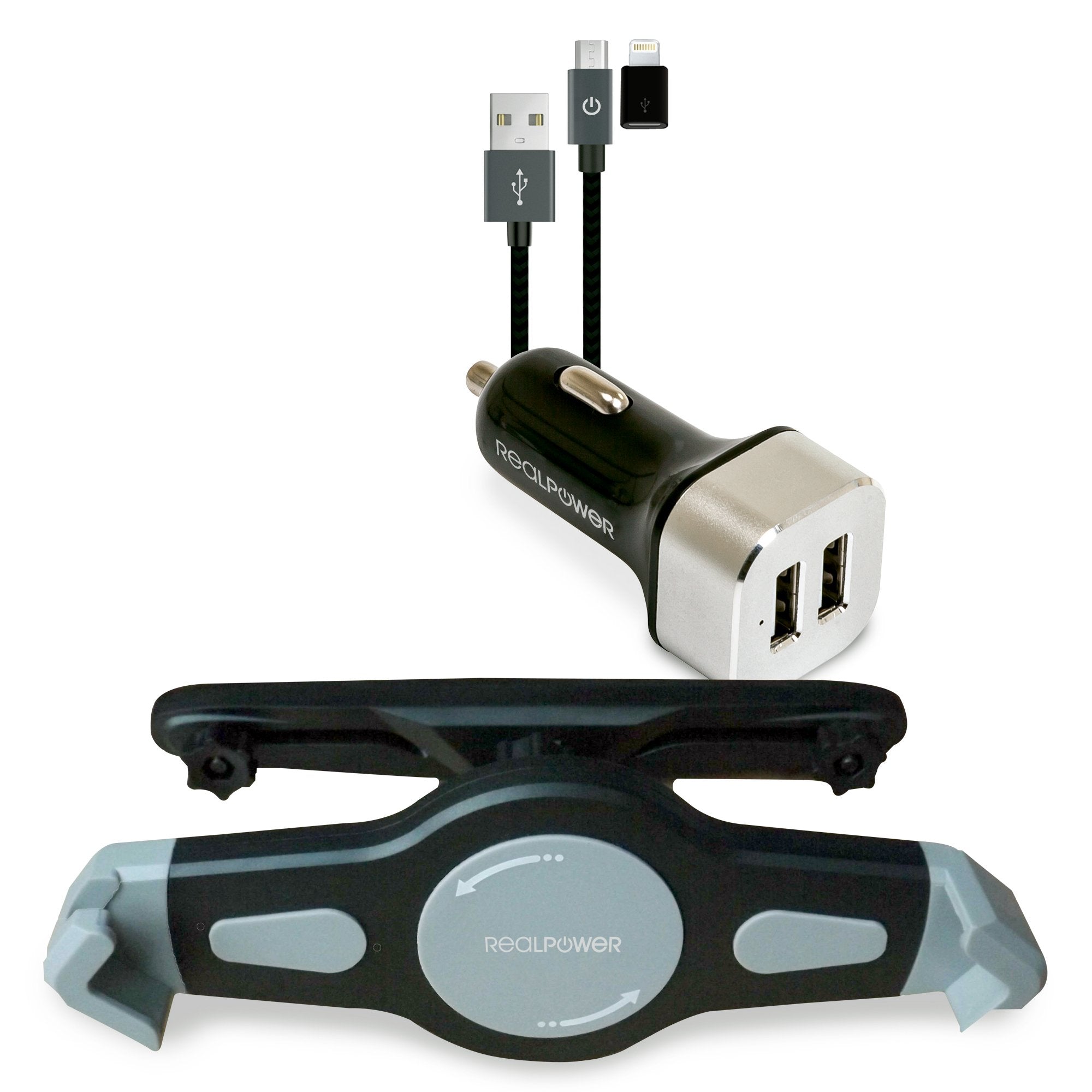 EAN 4040895003164 - RealPower Tablet Car Set Zubehoer-Set fuer Tablets Soporte activo para teléfono móvil Tablet/UMPC Negro, imagen 1