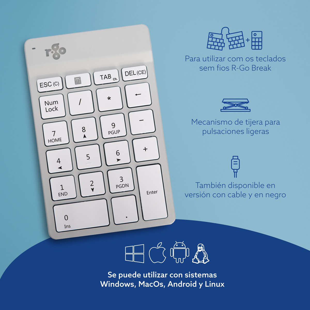 EAN 8719274491910 - R-Go Tools RGOCONMWLWH teclado numérico Portátil imagen 12