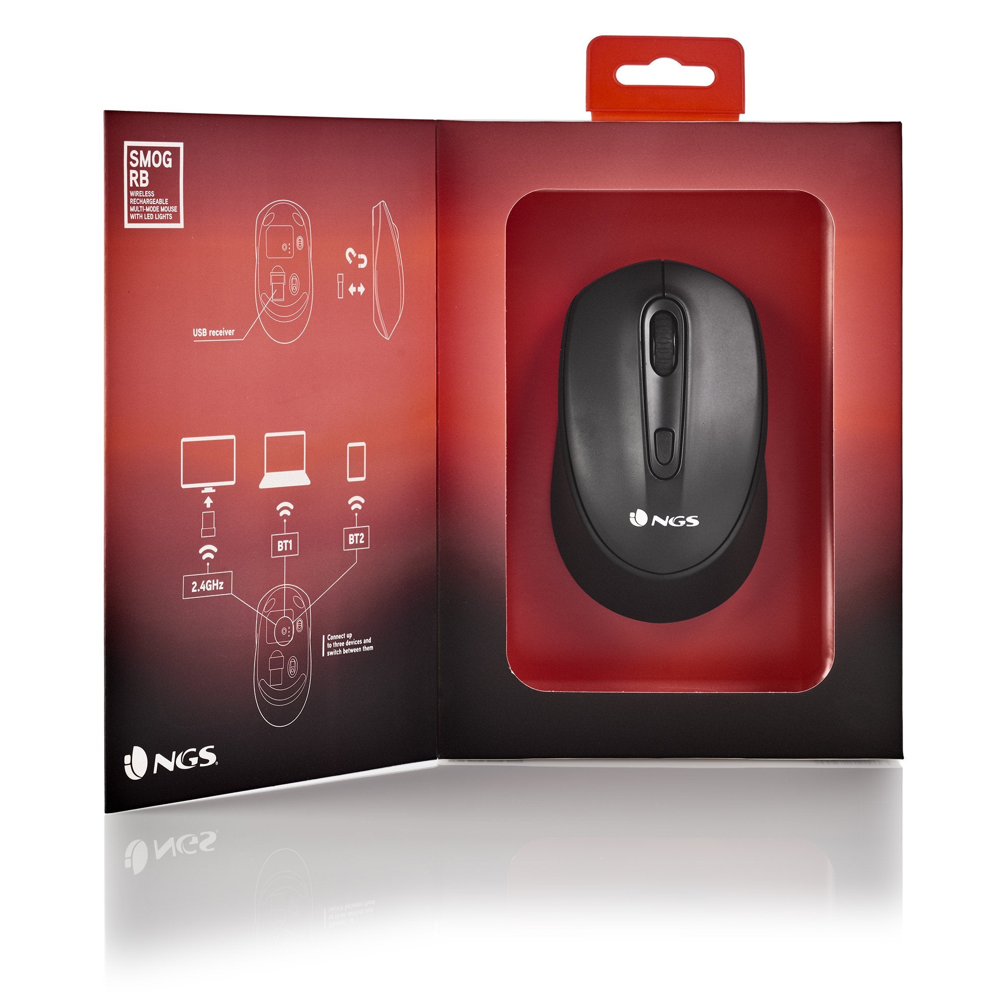 EAN 8435430619096 - NGS SMOG-RB ratón Juego Ambidextro RF Wireless + Bluetooth Óptico 2400 DPI imagen 10
