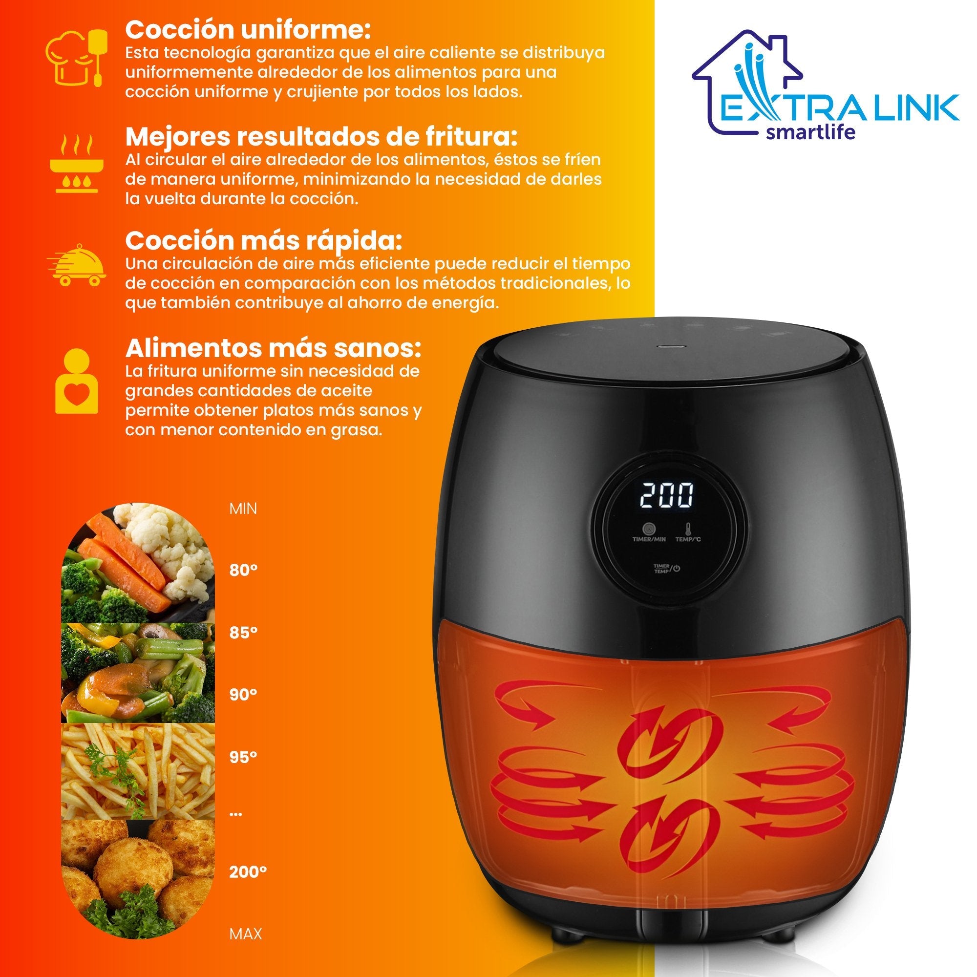 Extralink Smart Life Air Fryer 2l Eu Sj-200