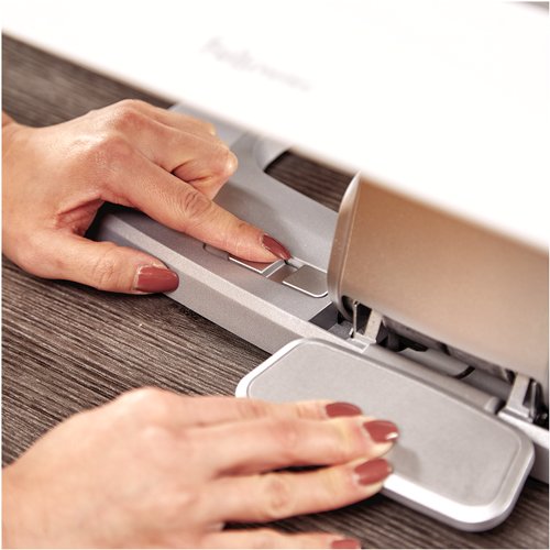 Fellowes Hana Reposapies - Ajustable En 2 Alturas - Superficie Inclinable Y Rotatoria - Base De Metal Antideslizante - Color Blanco