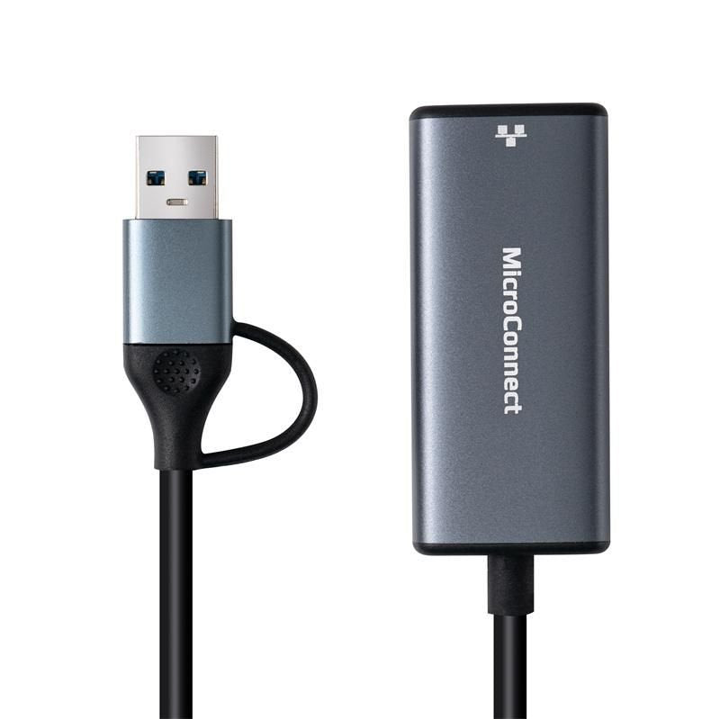 Microconnect Mc-Usbacnet2.5g Cambiador De Género Para Cable Usb C Rj-45 Negro