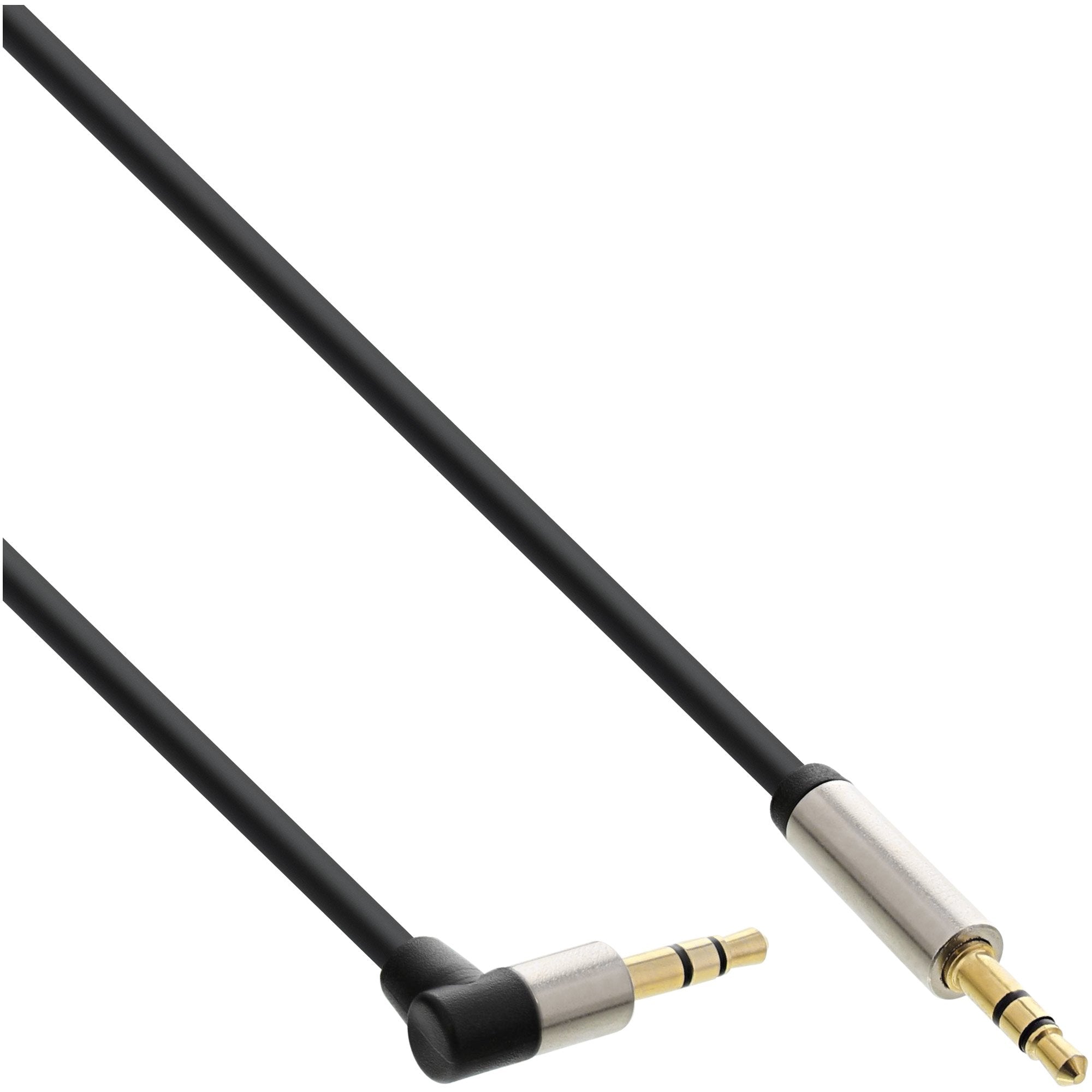 Cable De Audio Delgado Inline De 3,5 Mm Macho A Macho Estéreo En Ángulo De 0,5 M