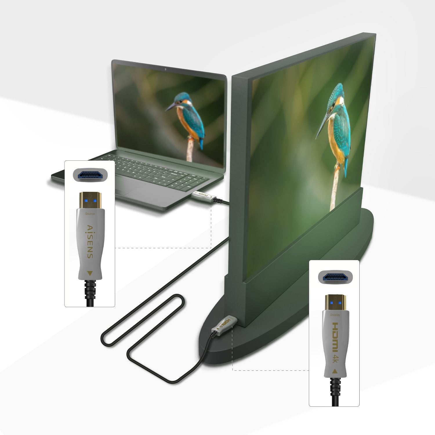 Aisens Cable Hdmi V2.0 Aoc Premium Alta Velocidad / Hec 4k@60hz 4:4:4 18gbps - A/M-A/M - 150m - Negro