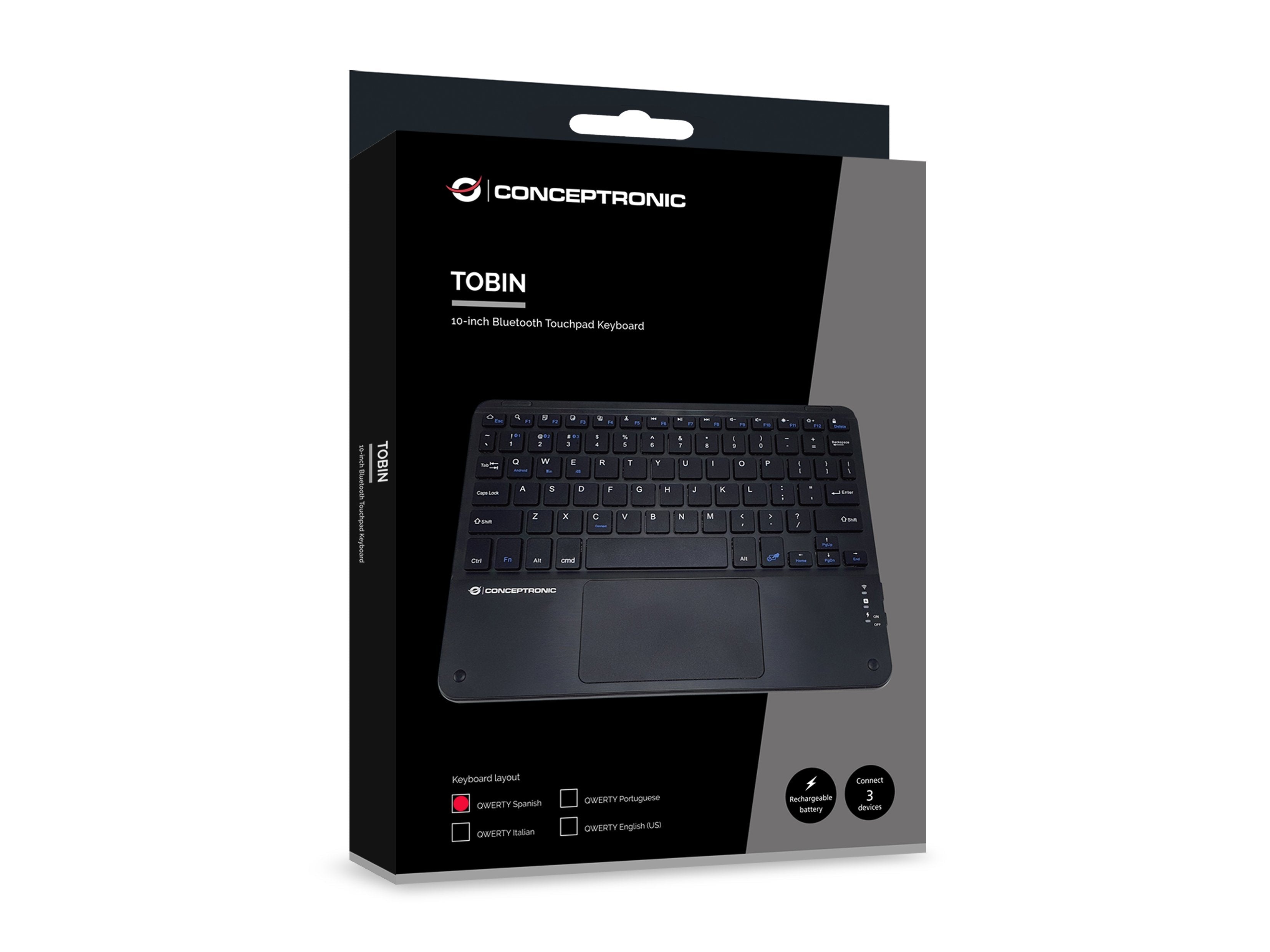 EAN 4015867238851 - Conceptronic TOBIN01BES teclado Universal Bluetooth QWERTY Español Negro imagen 6